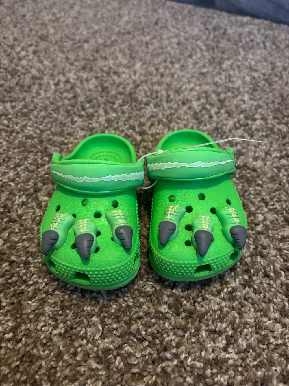 CROCS Kids Bright Green Dino Claw Clogs